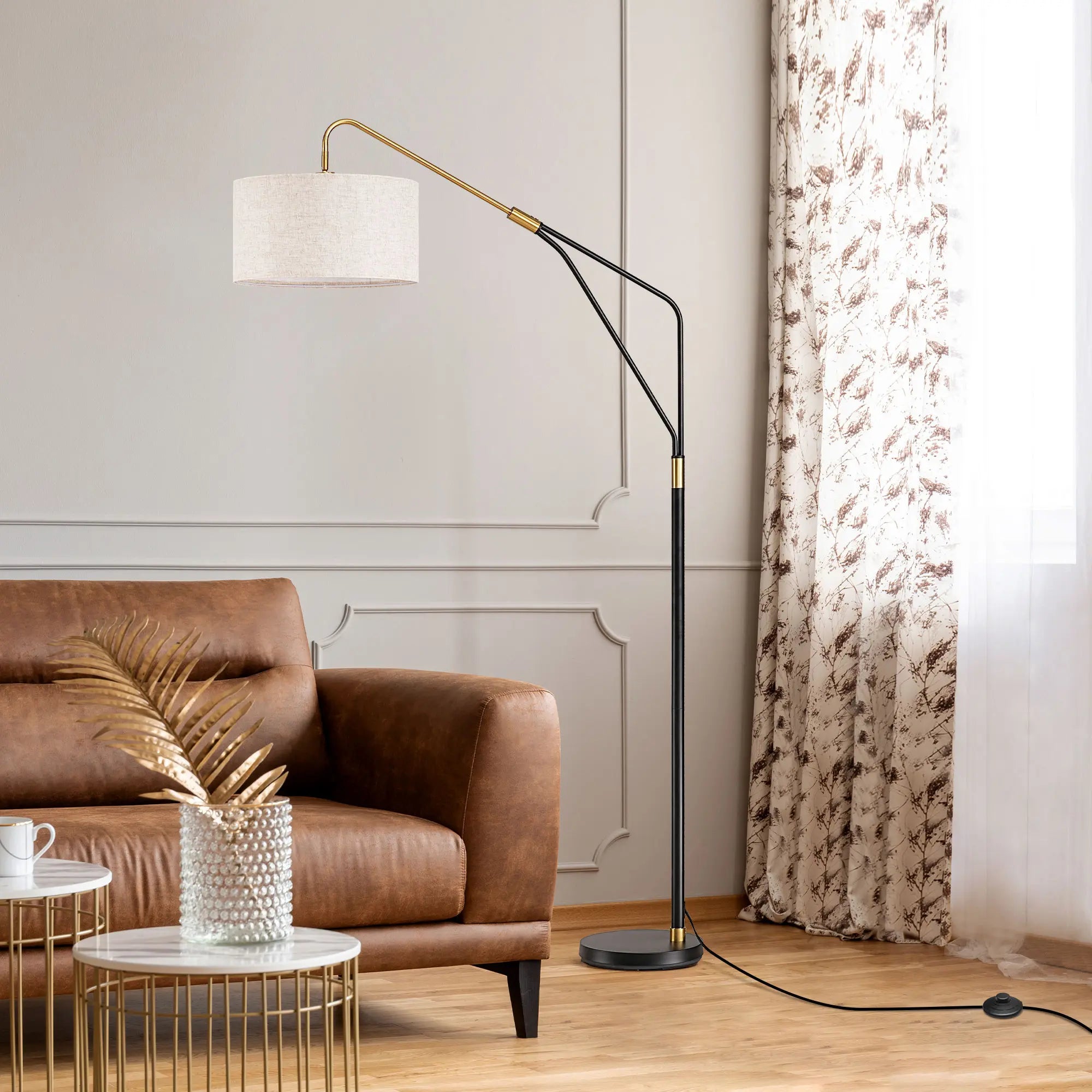 Arched Linen Floor Lamp with Remote Control (76'' )