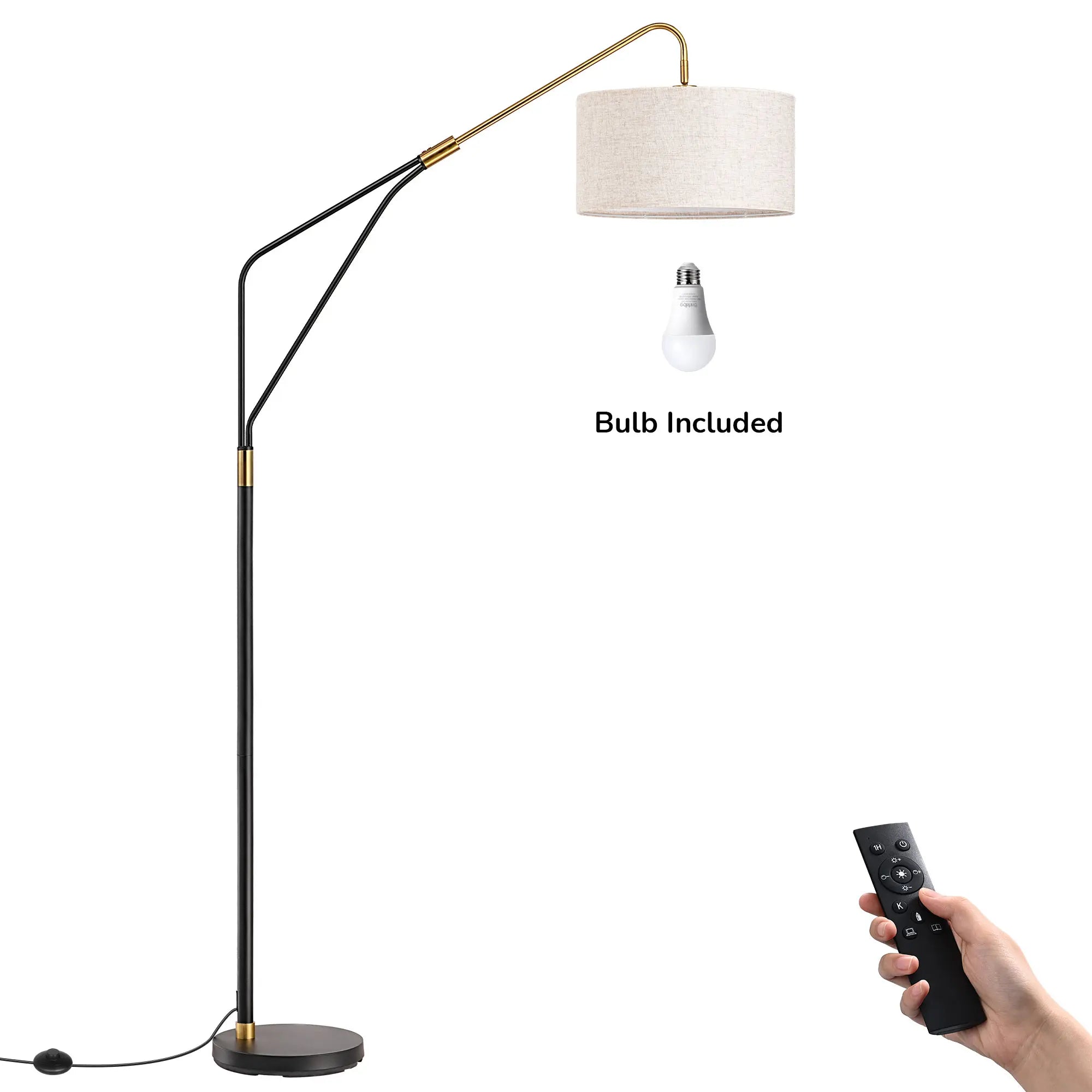 Arched Linen Floor Lamp with Remote Control (76'' )