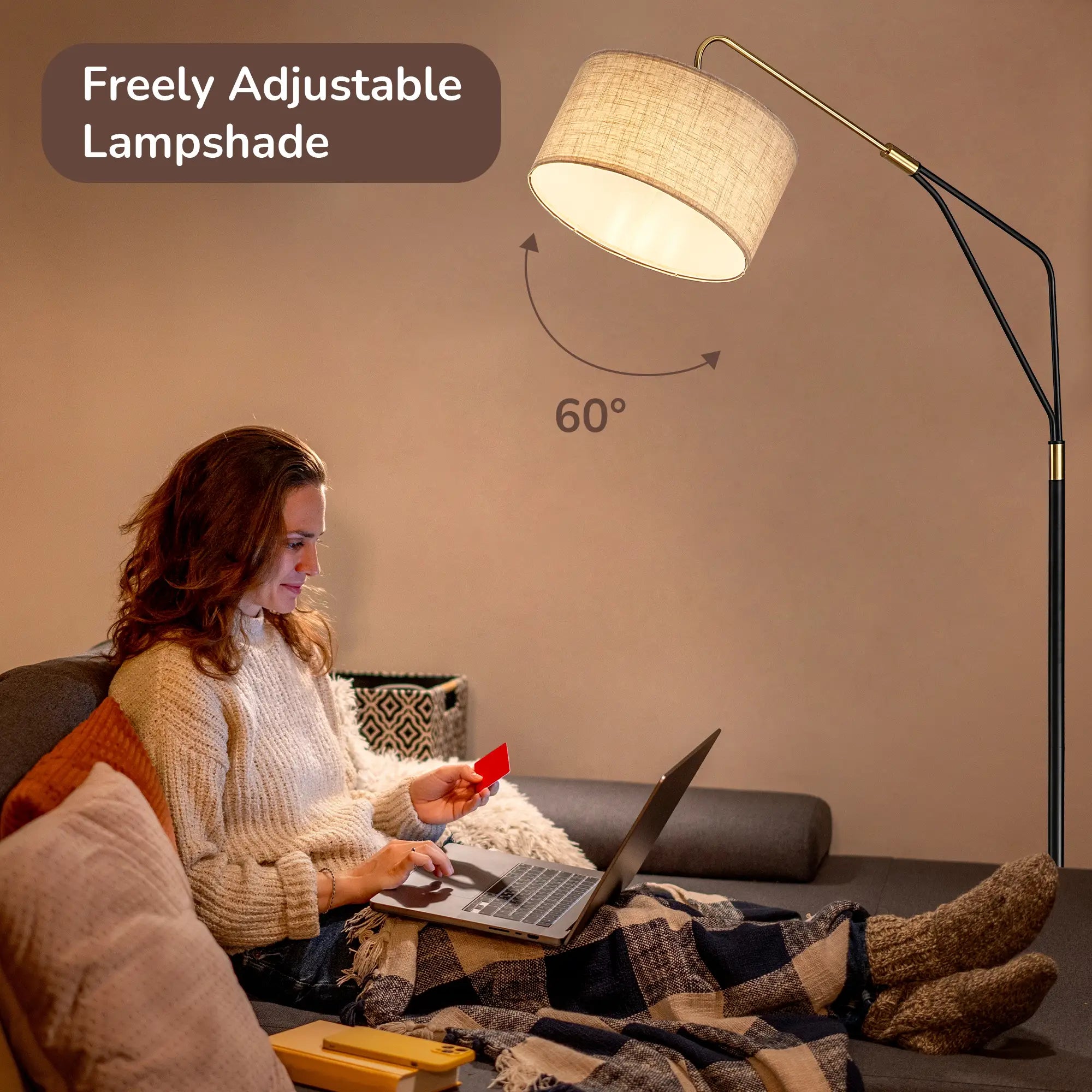 Arched Linen Floor Lamp with Remote Control (76'' )