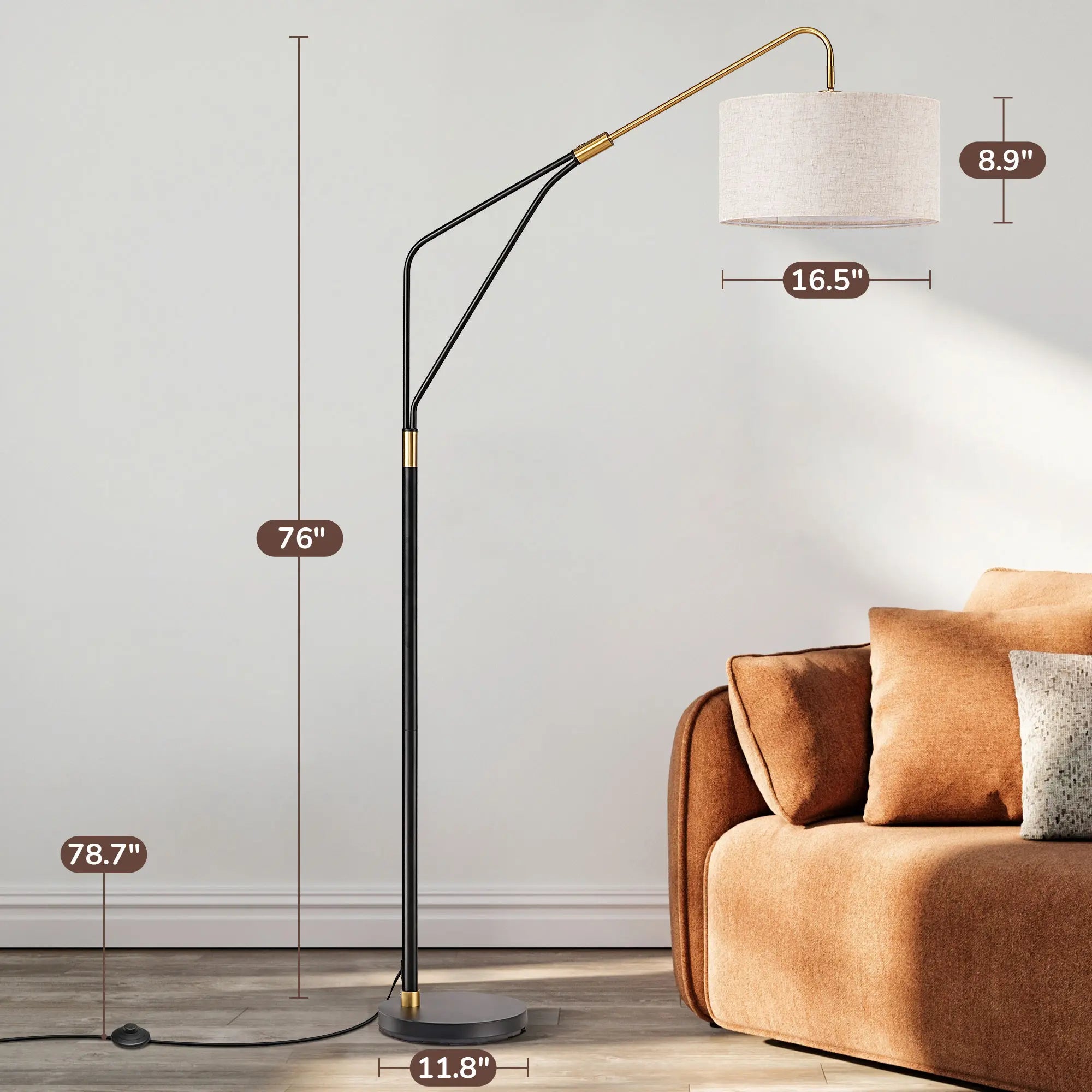 Arched Linen Floor Lamp with Remote Control (76'' )