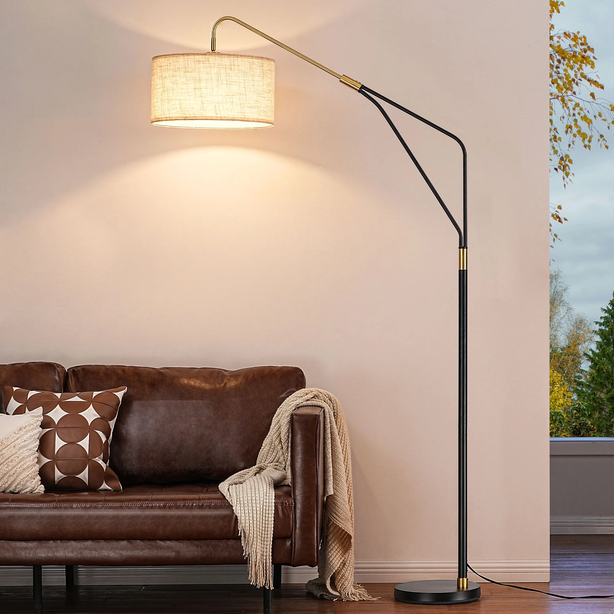 Arched Linen Floor Lamp with Remote Control (76'' )