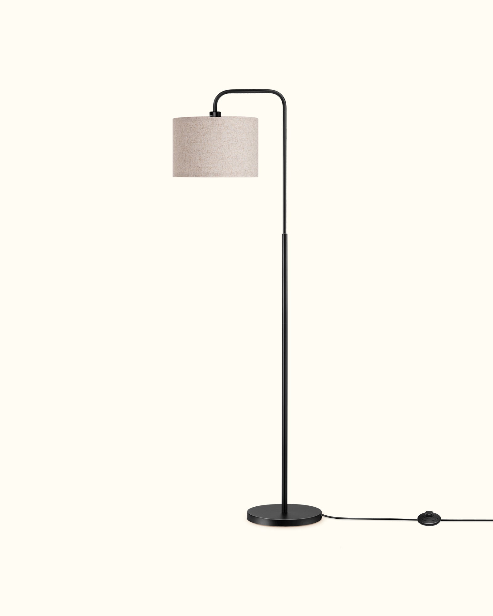 EDISHINE 63" Tall Modern Arc Floor Lamp with Linen Shade & Remote