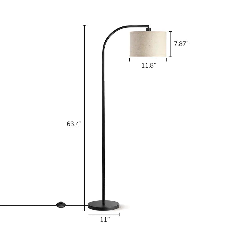 Arched Hanging Floor Lamp with measurements on a white background