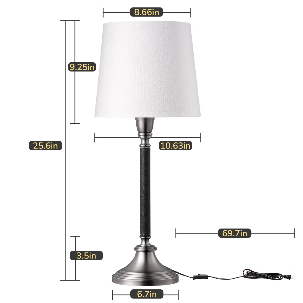 Classic Metal Table Lamp Set, for Living Room Bedroom, Bedside Table (Set of 2) 25.6"