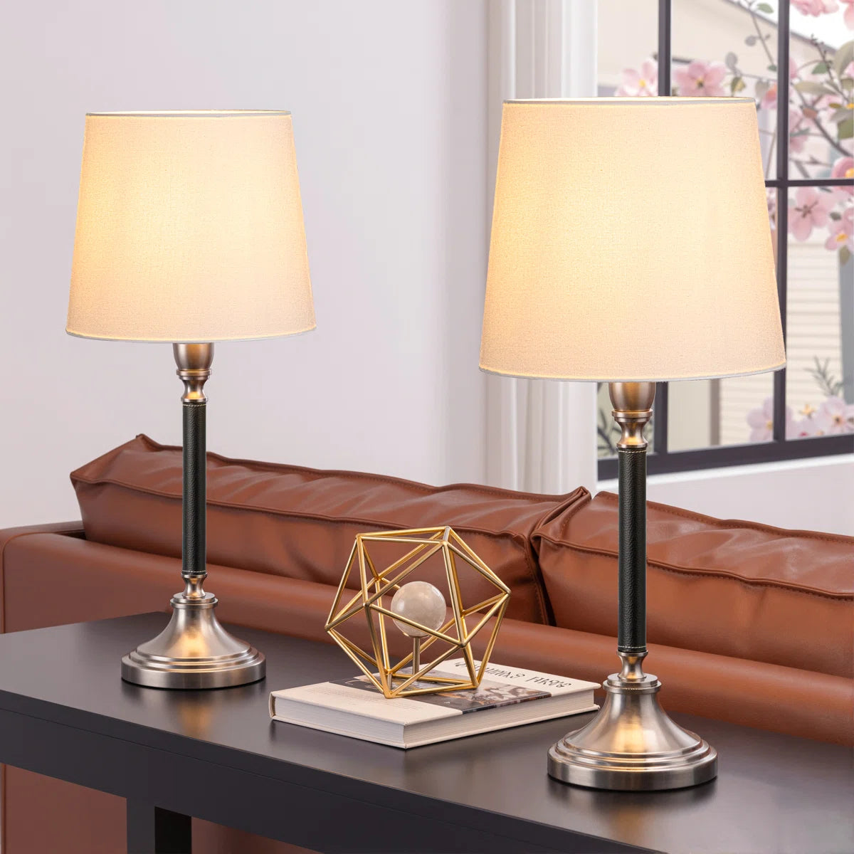 Classic Metal Table Lamp Set, for Living Room Bedroom, Bedside Table (Set of 2) 25.6"