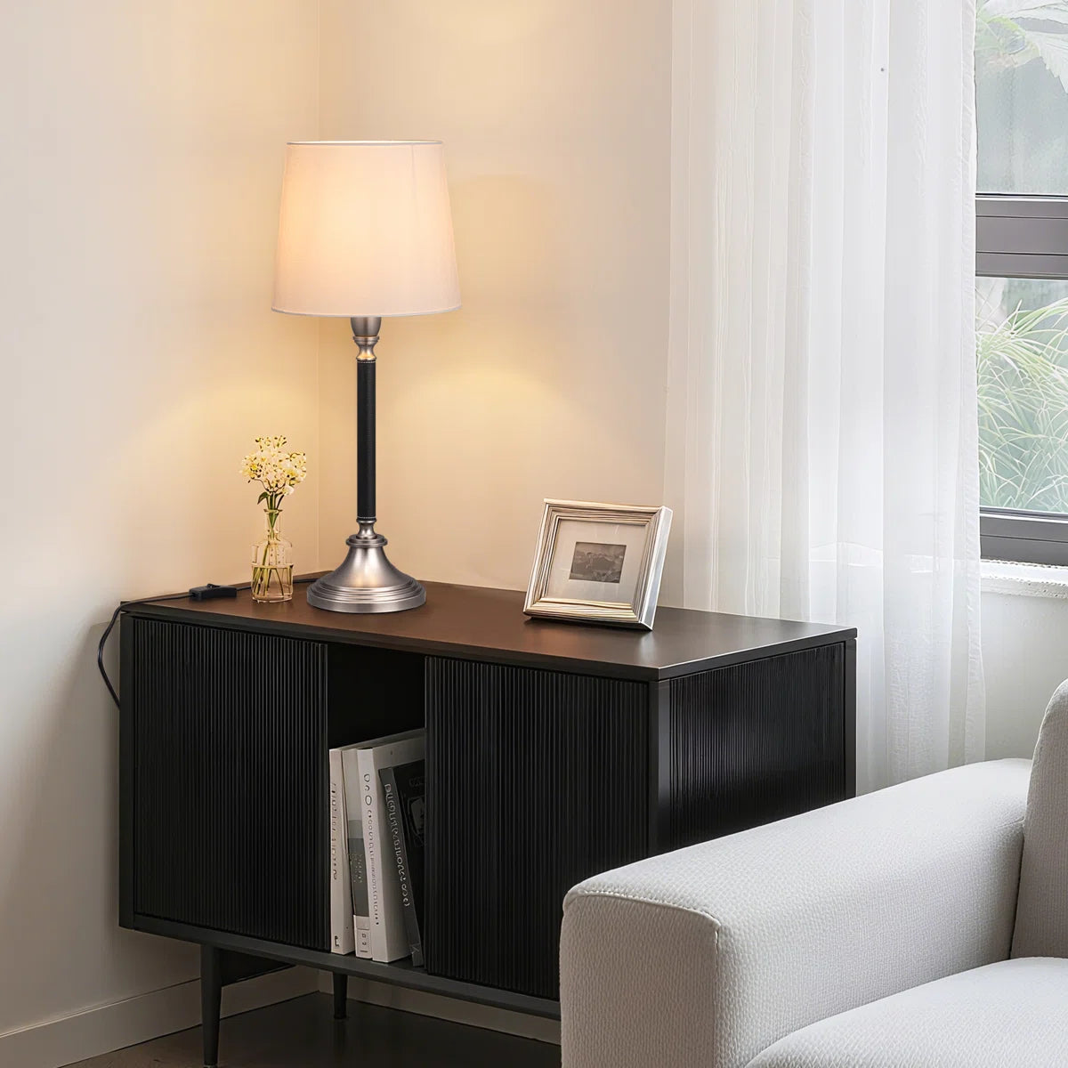 Classic Metal Table Lamp Set, for Living Room Bedroom, Bedside Table (Set of 2) 25.6"