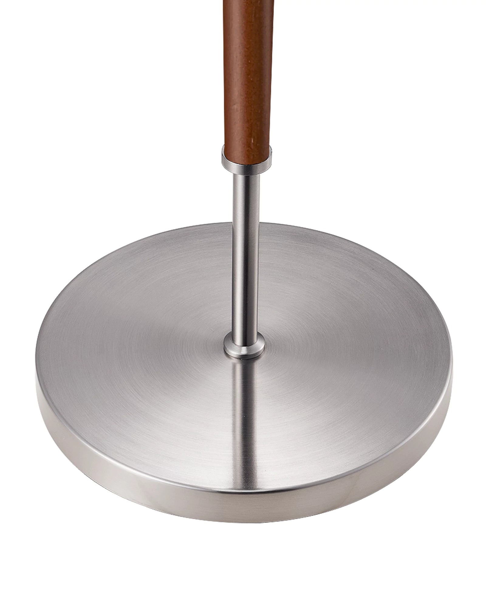 Classic Solid Wood Floor Lamp‘s Metal stand with wooden handle on a white background