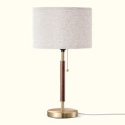 EDISHINE | Mid-Century Solid Wood Table Lamp with Pull-Chain