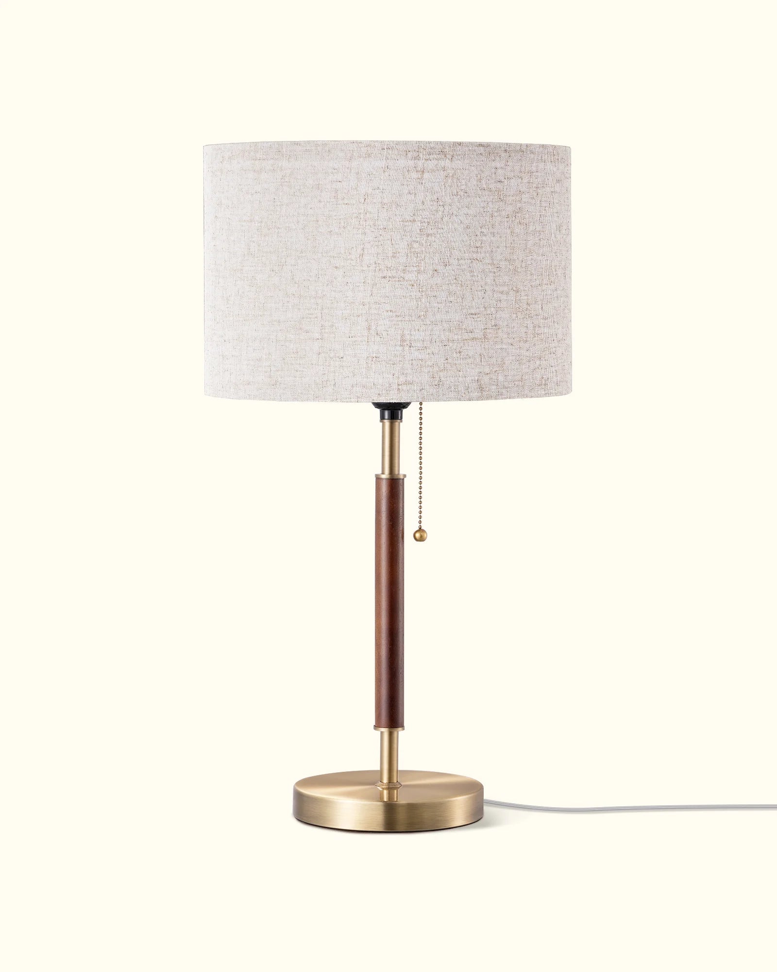 EDISHINE | Mid-Century Solid Wood Table Lamp with Pull-Chain