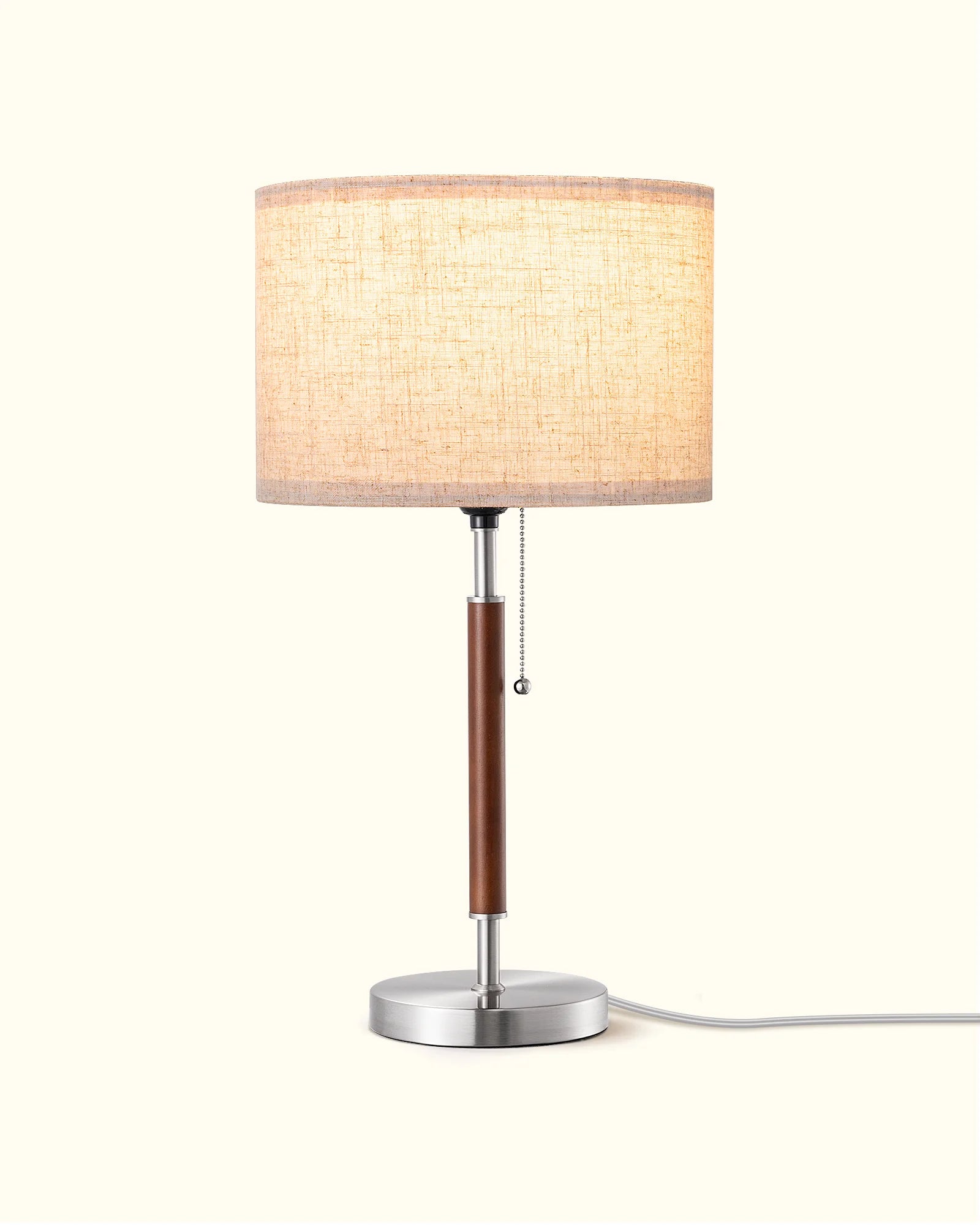 EDISHINE | Mid-Century Solid Wood Table Lamp with Pull-Chain