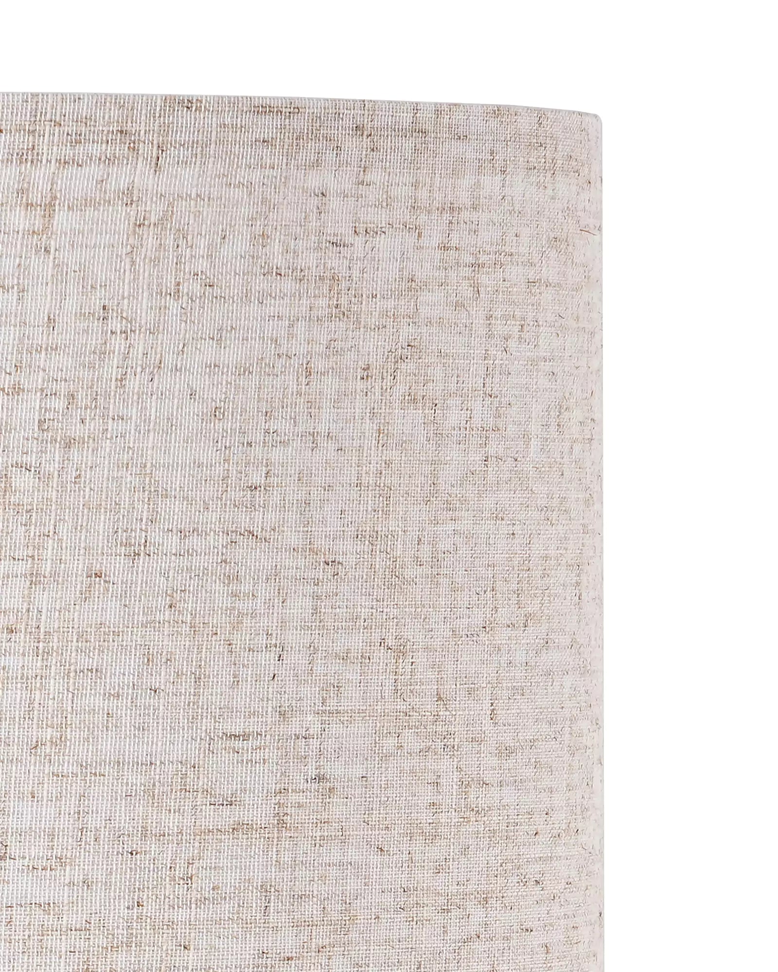 Close-up of a Classic Solid Wood Table Lamp's textured beige fabric on a white background