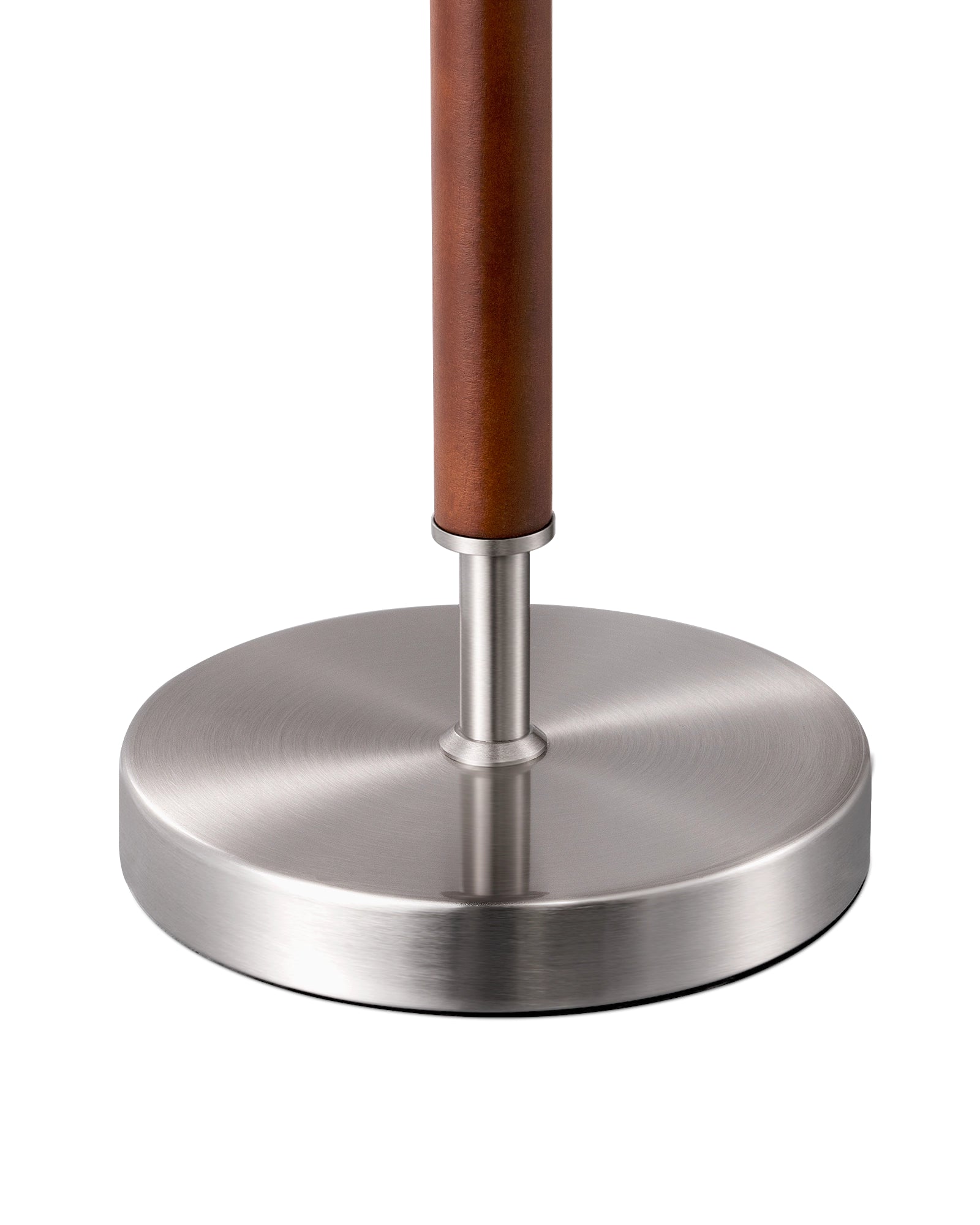 Classic Solid Wood Table Lamp's Metal stand with wooden post on a white background