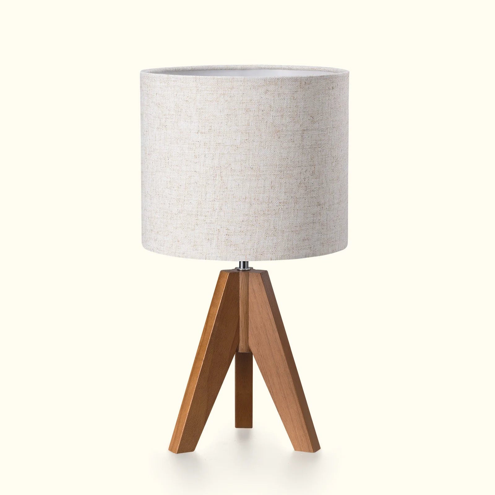 Modern Wooden Tripod Table Lamp with Linen Shade