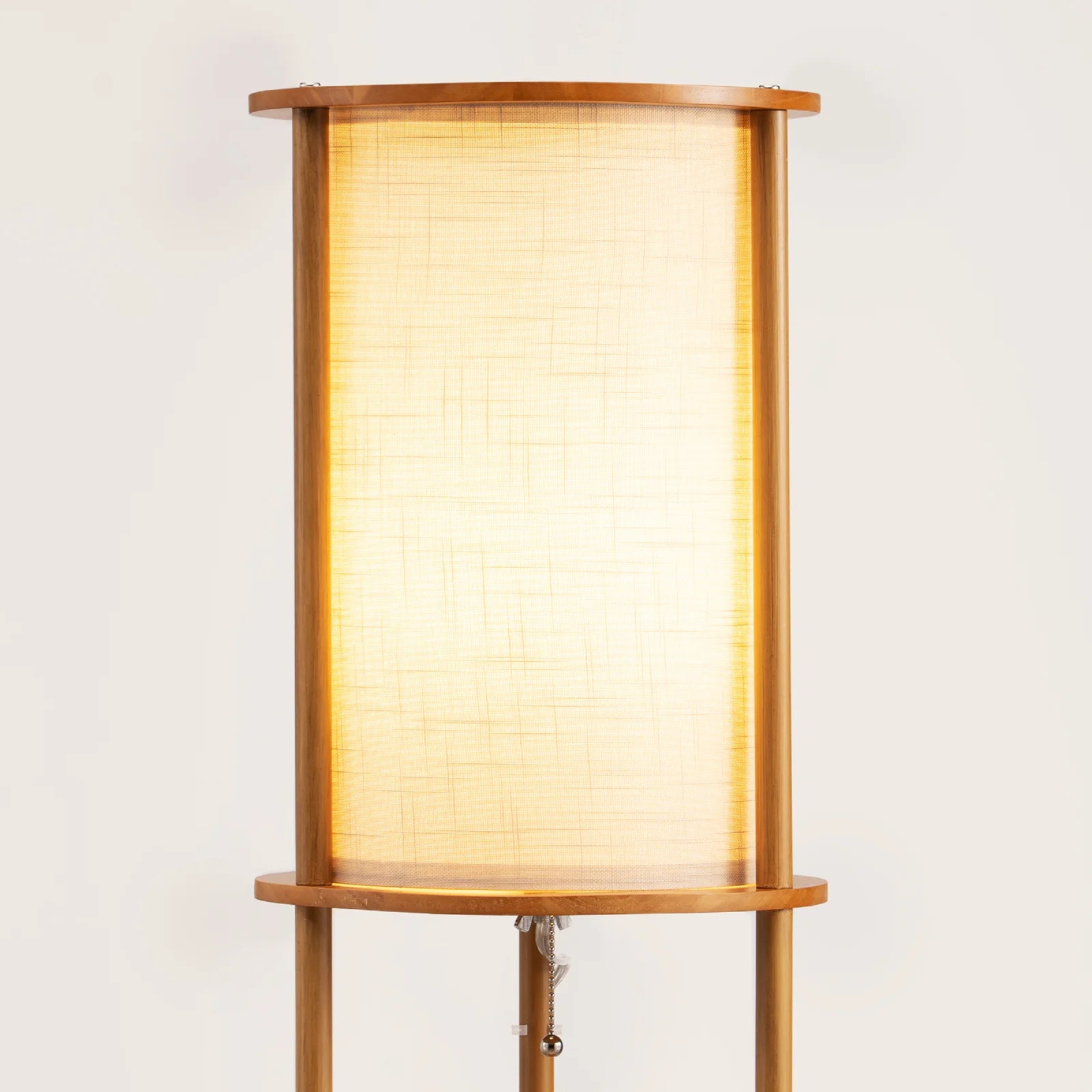 Column Floor Lamp With Solid Wood Shelves (63.8")