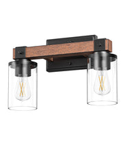 EDISHINE Industrial Bathroom Light Fixtures Metal Frame with Clear Glass Lamp Shade,2 Lights over the Mirror Bathroom Lights