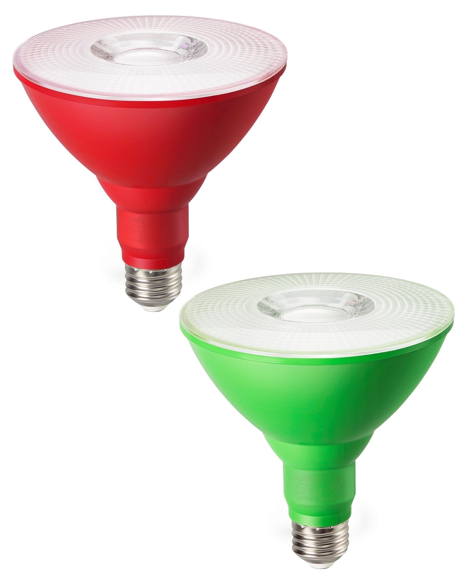 EDISHINE 2 Pack LED Par38 Flood Red Green Outdoor Christmas Light Bulbs, 18W (120W Equivalent), Dimmable, E26 Base Green Red LED Lights for Holiday Decor
