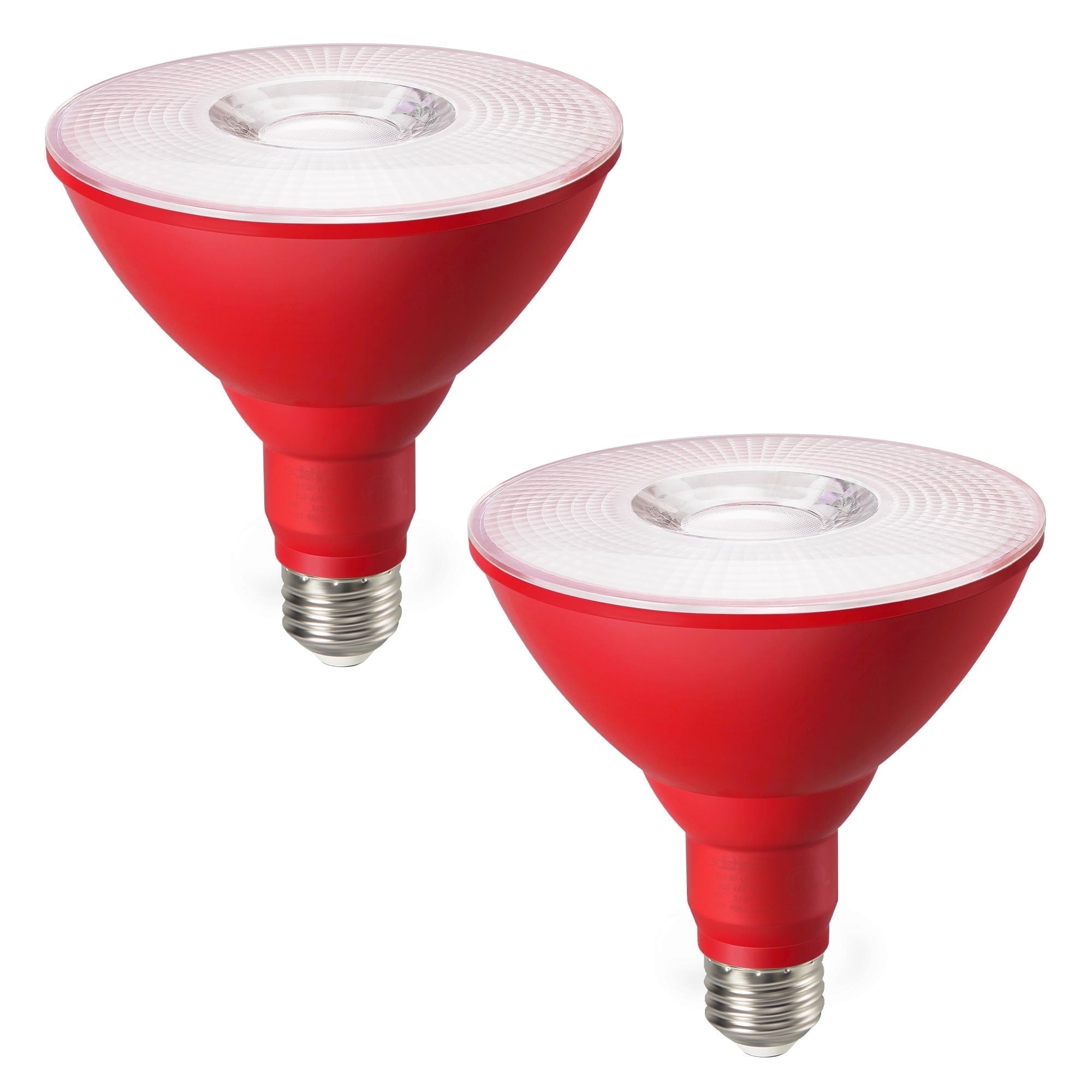 EDISHINE 2 Pack Par38 LED Flood Red Christmas Outdoor Light Bulb, 18W Equivalent 120W,E26 Base, Dimmable, UL Listed