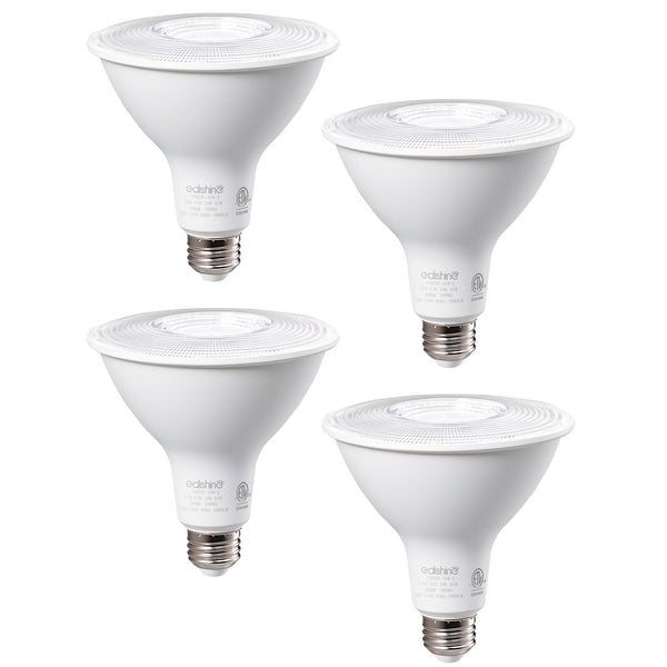 EDISHINE 4 Pack LED PAR38 Outdoor Flood Light Bulbs, 18W (120W Equivalent), 5000K Daylight, Dimmable Waterproof Flood Light Bulbs, E26 Base, 1800 Lumen for Yard Porch Driveway, ETL Listed