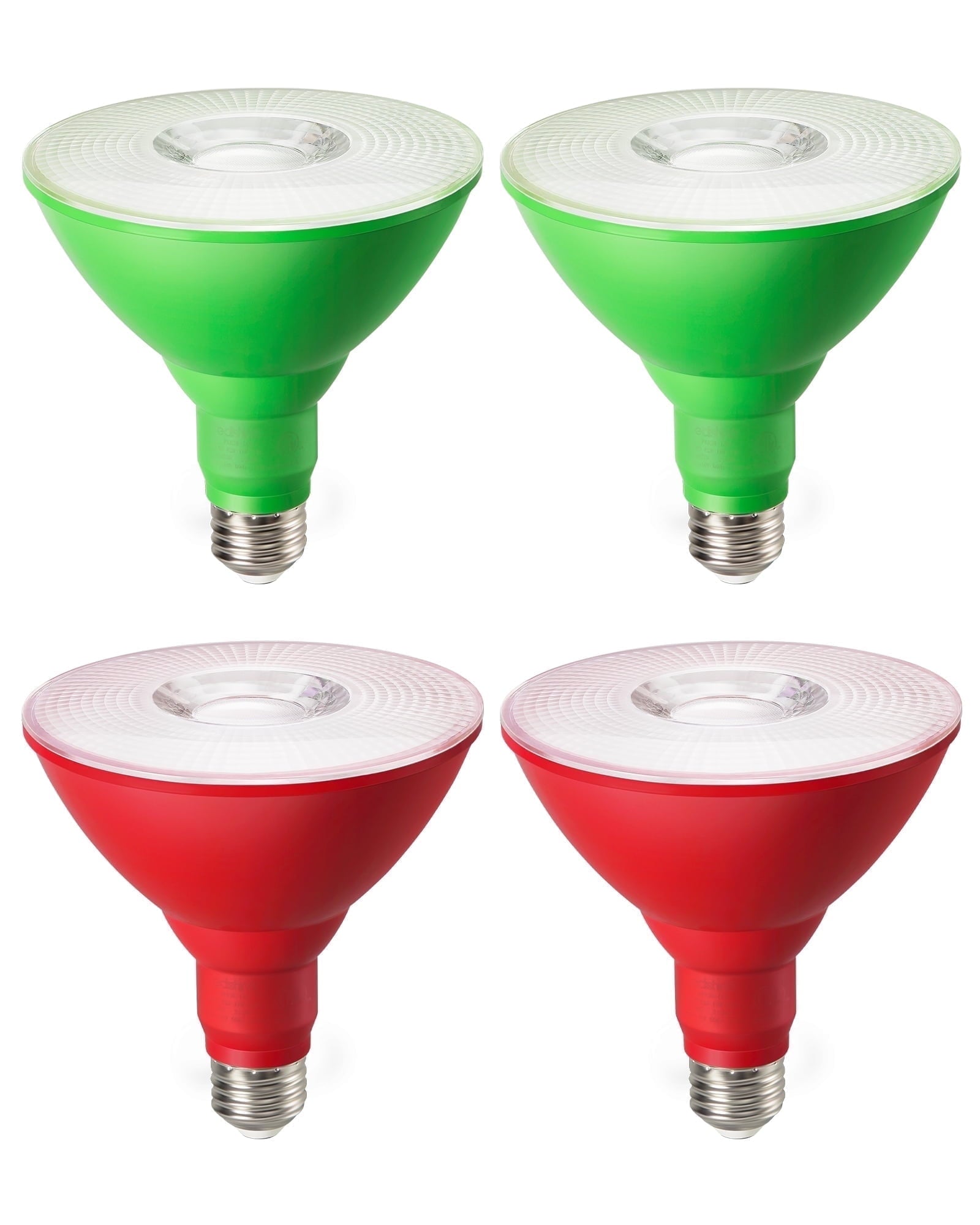 EDISHINE 4 Pack LED Par38 Red Green Outdoor Christmas Flood Light Bulbs, 18W Equivalent 120W, Dimmable, E26 Base LED Par38 Green Red Light Bulb for Decor, Holiday Lighting