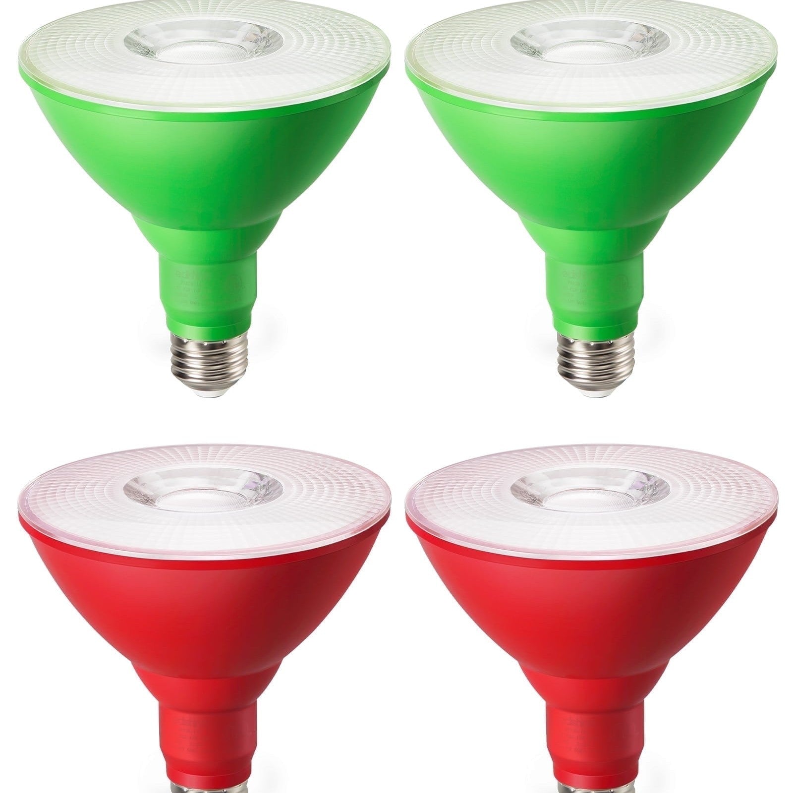 EDISHINE 4 Pack LED Par38 Red Green Outdoor Christmas Flood Light Bulbs, 18W Equivalent 120W, Dimmable, E26 Base LED Par38 Green Red Light Bulb for Decor, Holiday Lighting - HDCP38M