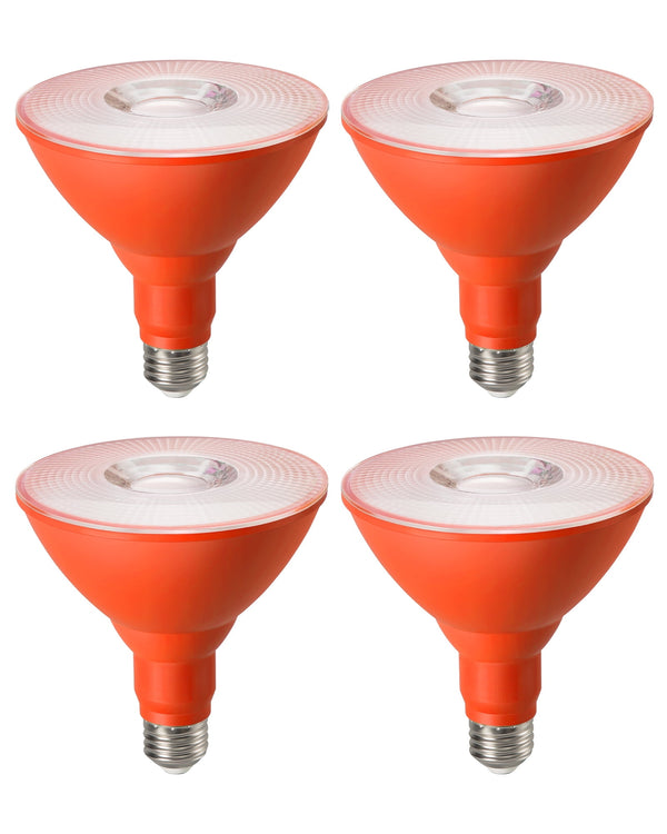 EDISHINE 4 Pack Halloween PAR38 Orange LED Flood Light Bulbs Outdoor, Dimmable, Orange LED Light Bulb, 18W(120W Equivalent), Flood Lights Bulb for Halloween Decorations, E26 Base, ETL Listed