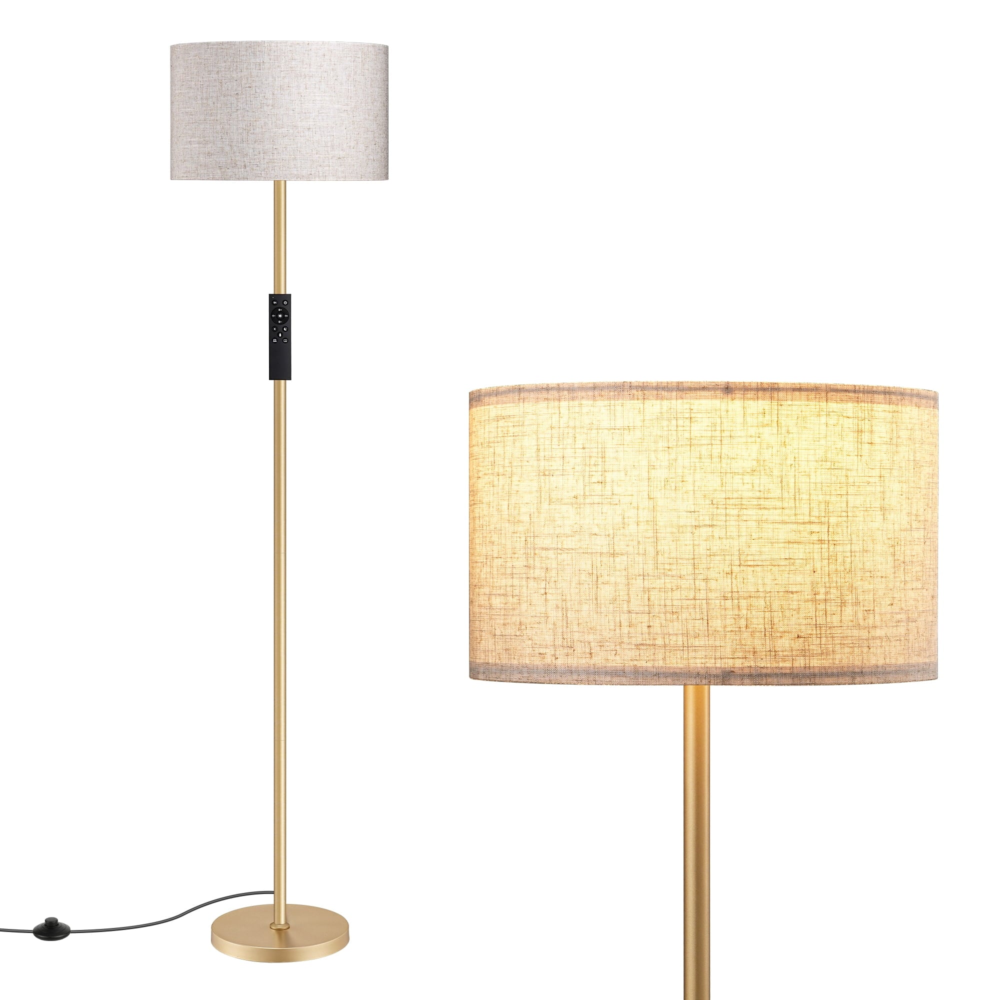EDISHINE 63.6'' Gold Floor Lamps for Living Room, With Remote Control And LED Bulb Included