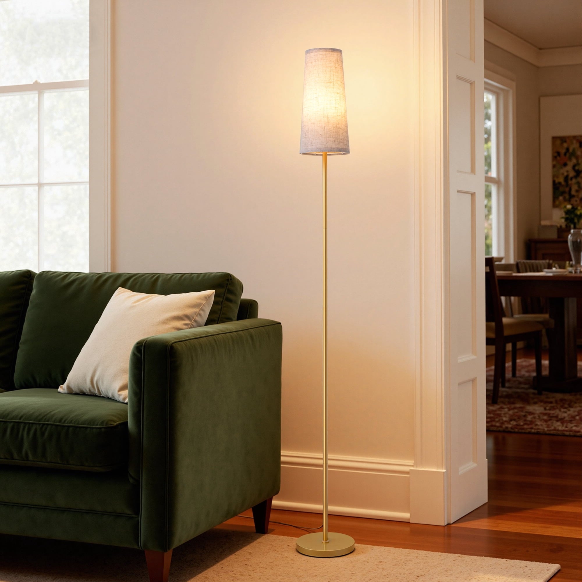 EDISHINE 65in Gold Floor Lamps for Living Room, Standing Tall Standing Light, LED Bulb Included