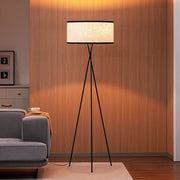 EDISHINE 66.9in Tripod Floor Lamps with Remote, Includes RGB Light Bulb, LED Modern Dimmable Mid-Century Standing Lamp, APP Control, Flaxen Linen Shade,for Living Room, Bedroom, Office, Black