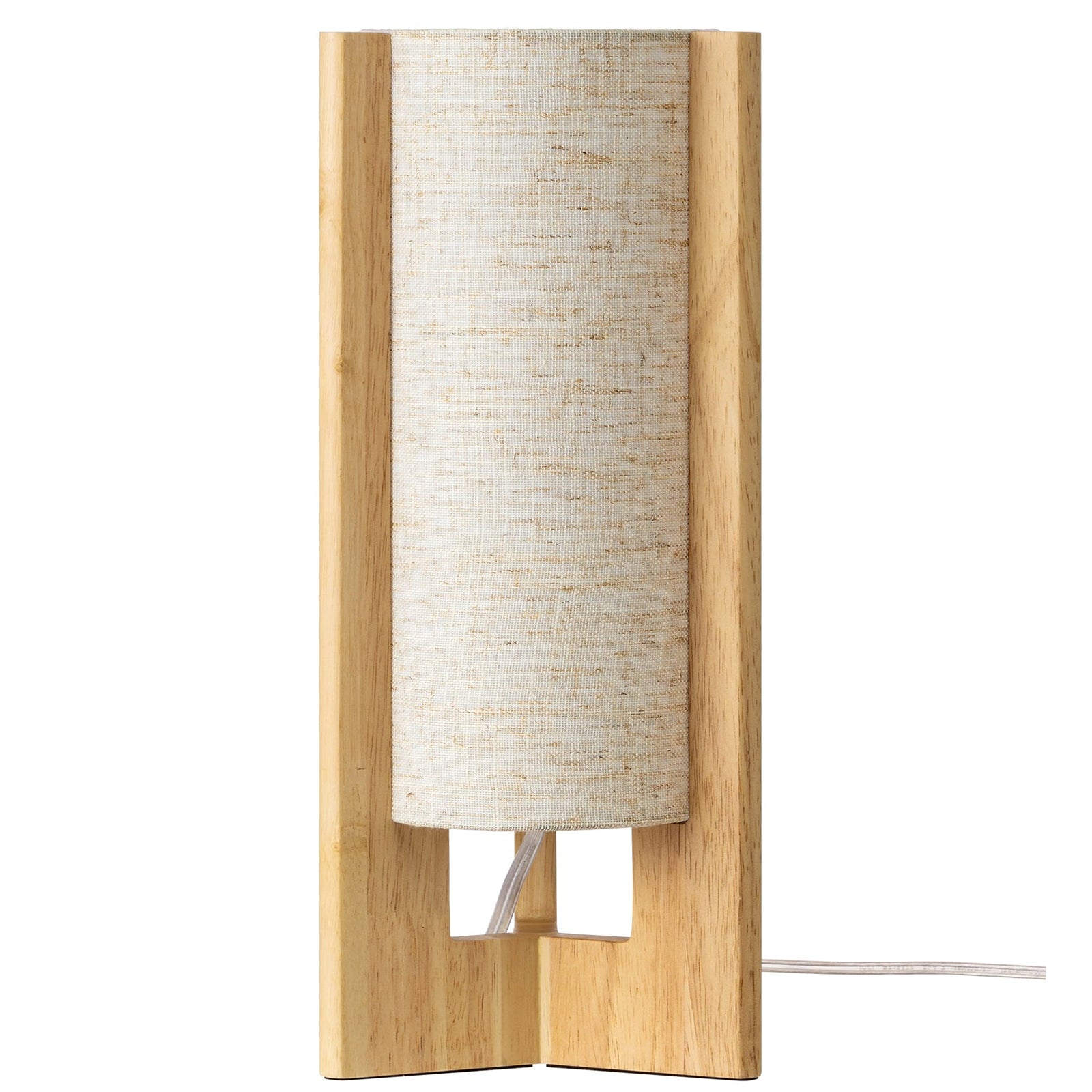 Natural Wood Color Table Lamp with Linen Shade