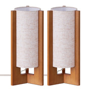 EDISHINE 2-Piece Modern Lamp Set, Table Lamp with White Linen Shade, Bedside Lamp for Living Room, Rosewood Nightstand Lamp, E26 Base (Bulbs Not Included)