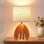 EDISHINE Modern Table Lamp with Rose Wood Finish Base, Soft Light Bedside Lamp for Bedroom, Living Room