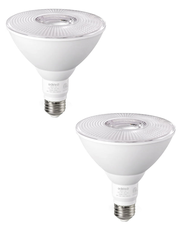 EDISHINE 2 Pack LED PAR38 Flood Light Outdoor Bulb, 5000K Daylight, 18W (120W Equivalent), Dimmable Waterproof Flood Light Bulbs, E26 Base, 1800LM for Yard Porch Driveway, ETL Listed