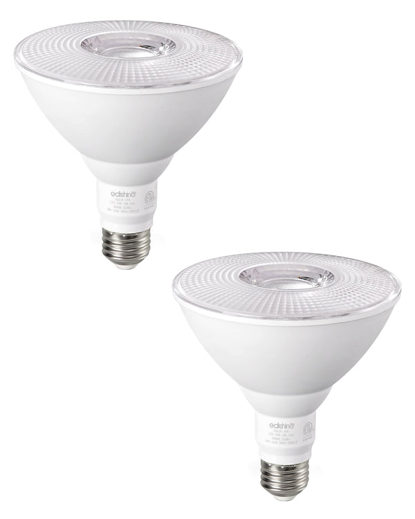 EDISHINE 2 Pack LED Par38 Outdoor Floodlight Bulbs, 18W (120W Equivalent), 3000K Soft White Light, Dimmable Waterproof, E26 Base, 1800Lumens for Yard Porch Driveway