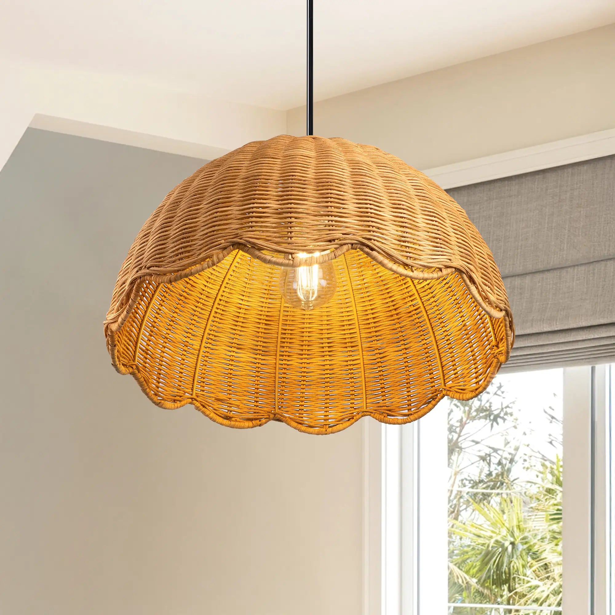 Natural Rattan  Pendant Light  (16")