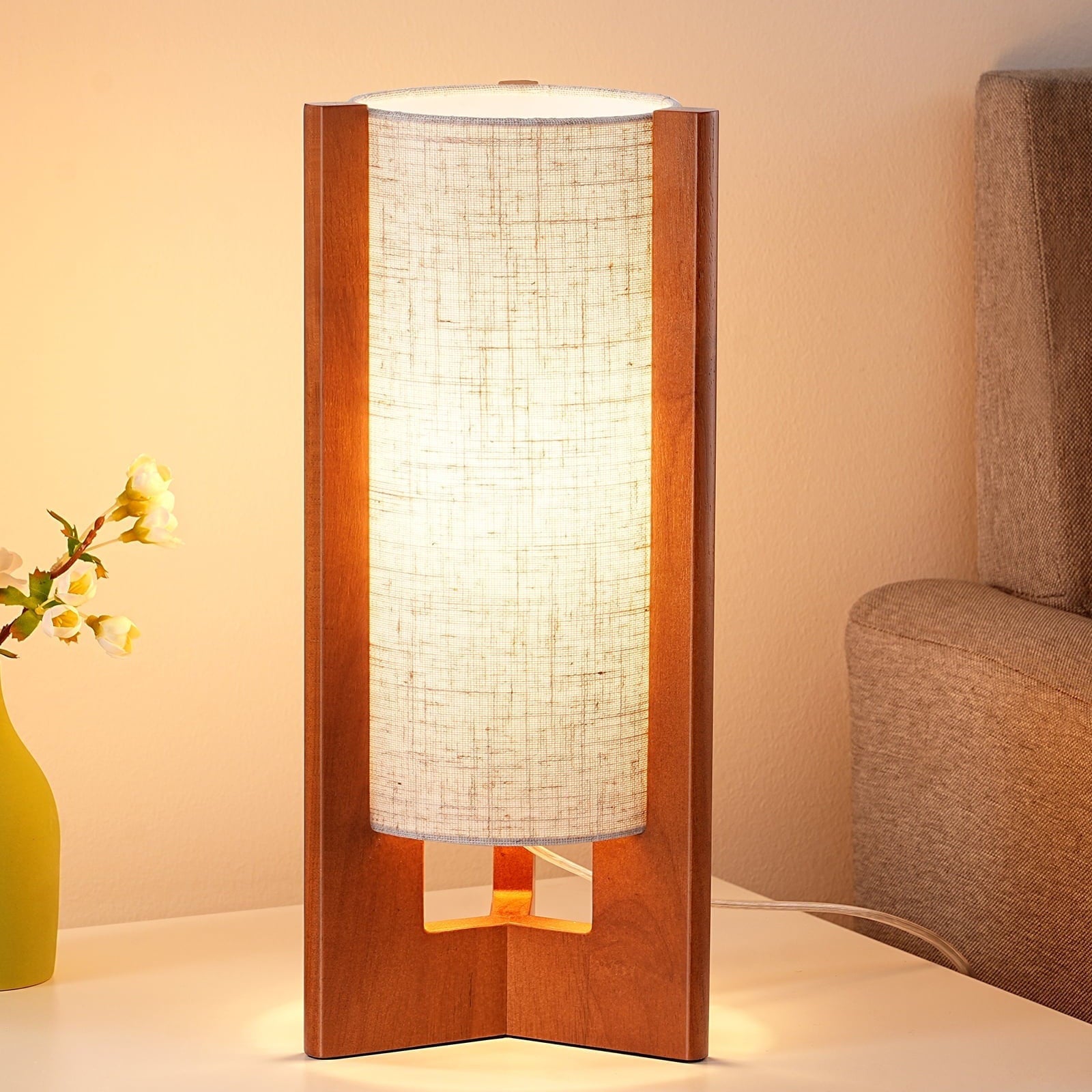 Wood Body Linen Shade for Living Room Bedroom