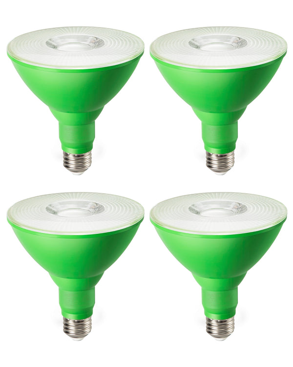 EDISHINE 4 Pack PAR38 Green LED Flood Light Bulbs Outdoor, Dimmable LED Flood Christmas Light Bulb, 18W(120W Equivalent), Green Flood Lights for Christmas Decorations, E26 Base, ETL Listed
