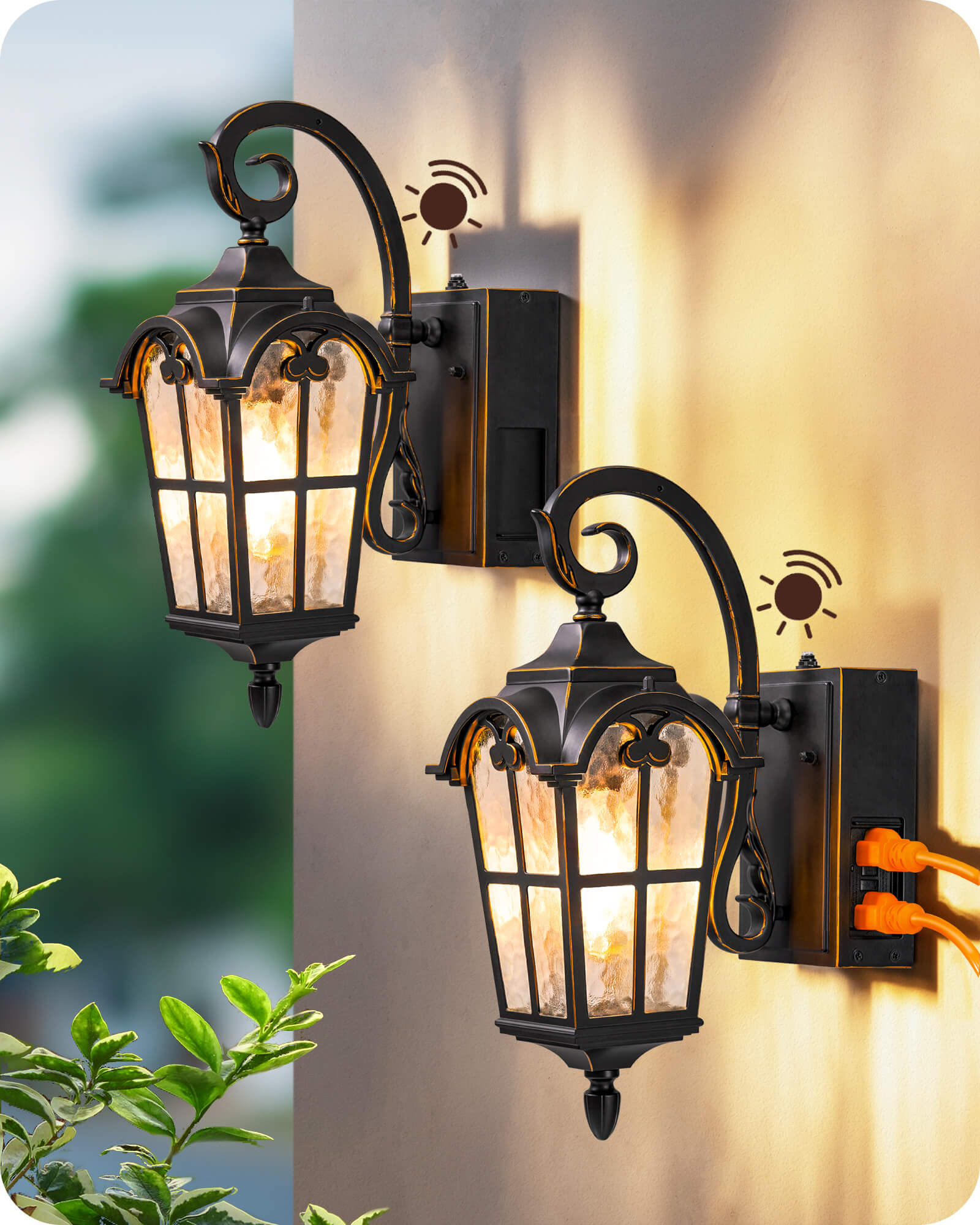EDISHINE Dusk to Dawn Outdoor Wall Lights 2 Pack -HOWL03C