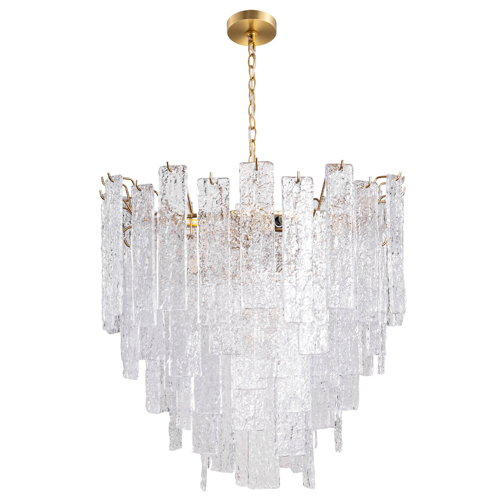 9-Light 5-Tier Clear Ripple Glass Chandelier (24")