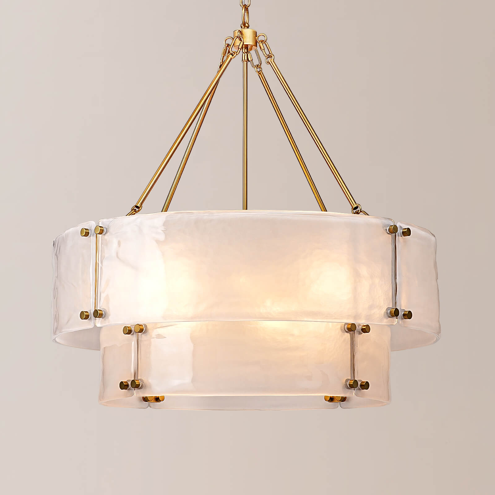 12-Light 2-Tier Frosted Glass Chandelier (32")