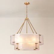 12-Light 2-Tier Frosted Glass Chandelier (32")