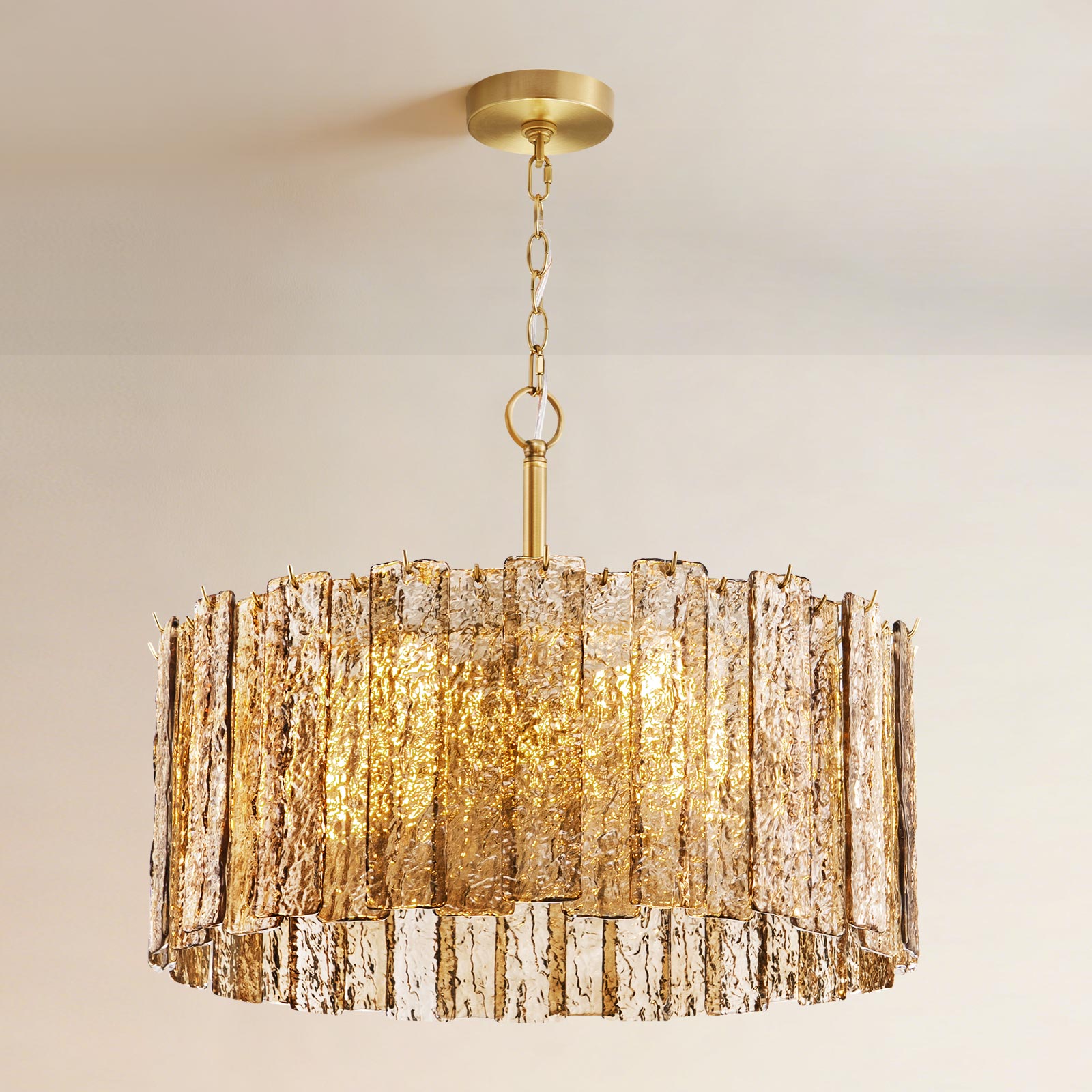 8-Light Cognac-Colored Round Chandelier (24")