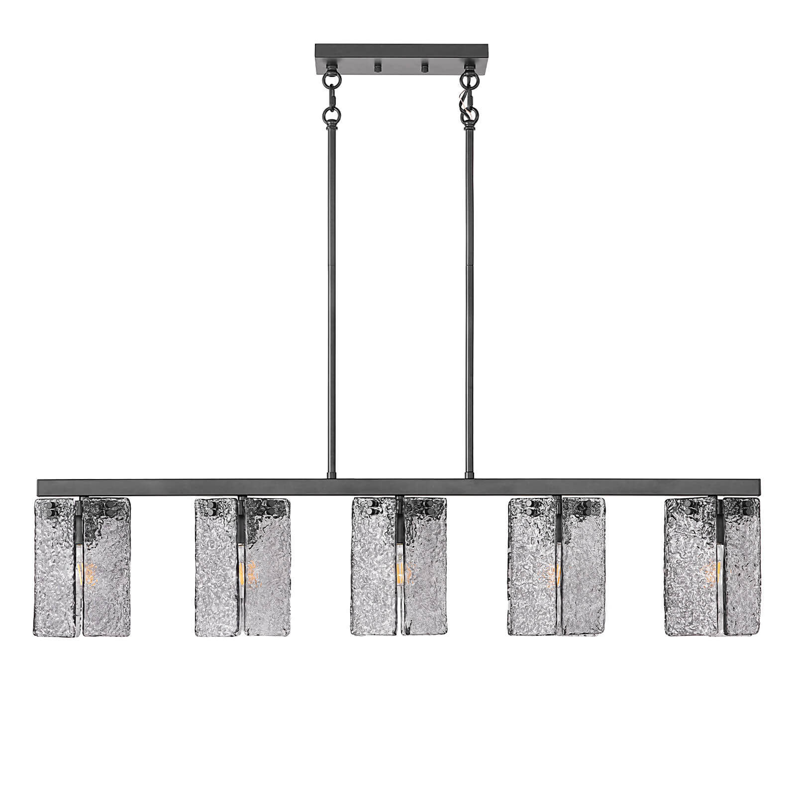 5-Light Modern Handcrafted Glass Linear Chandelier