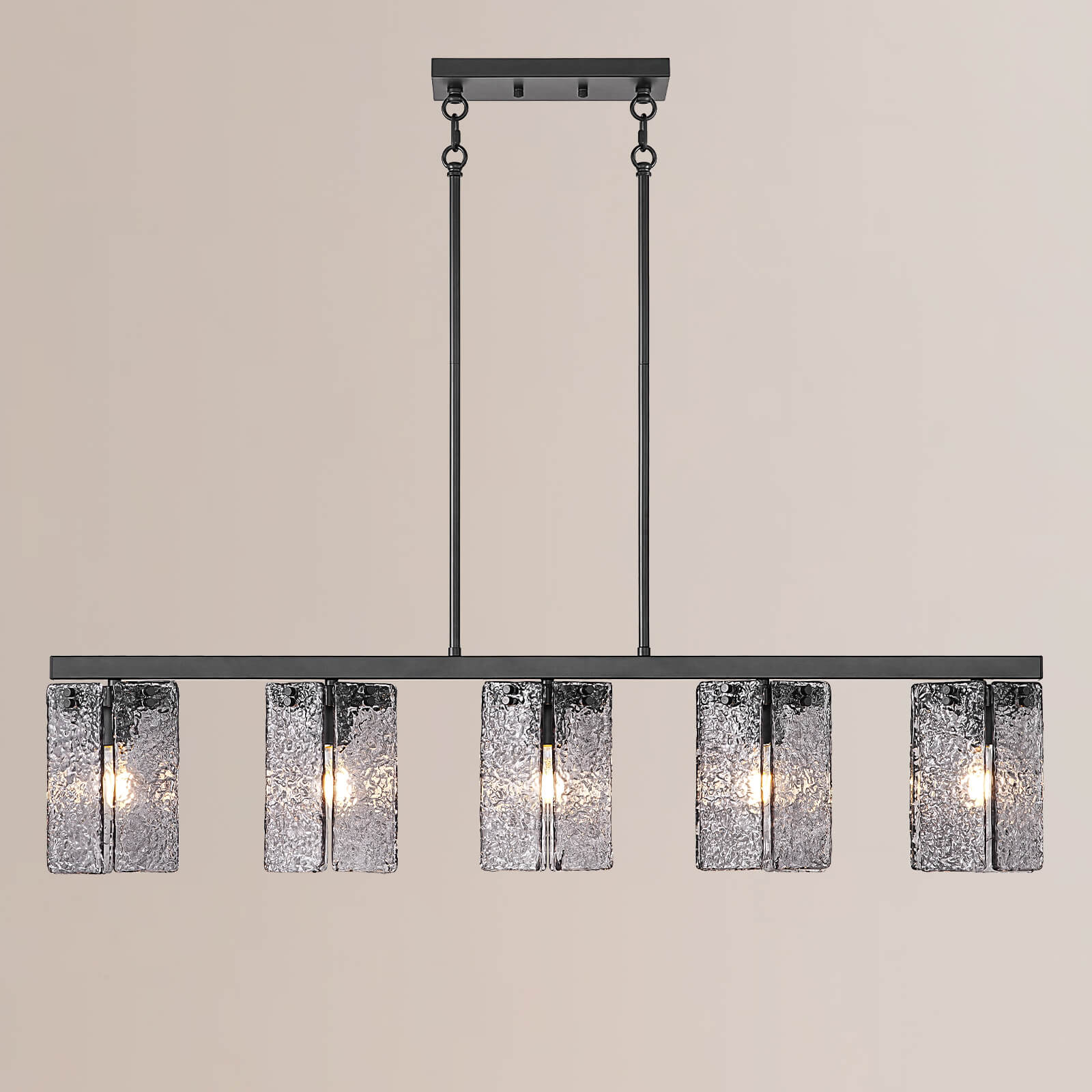 5-Light Modern Handcrafted Glass Linear Chandelier