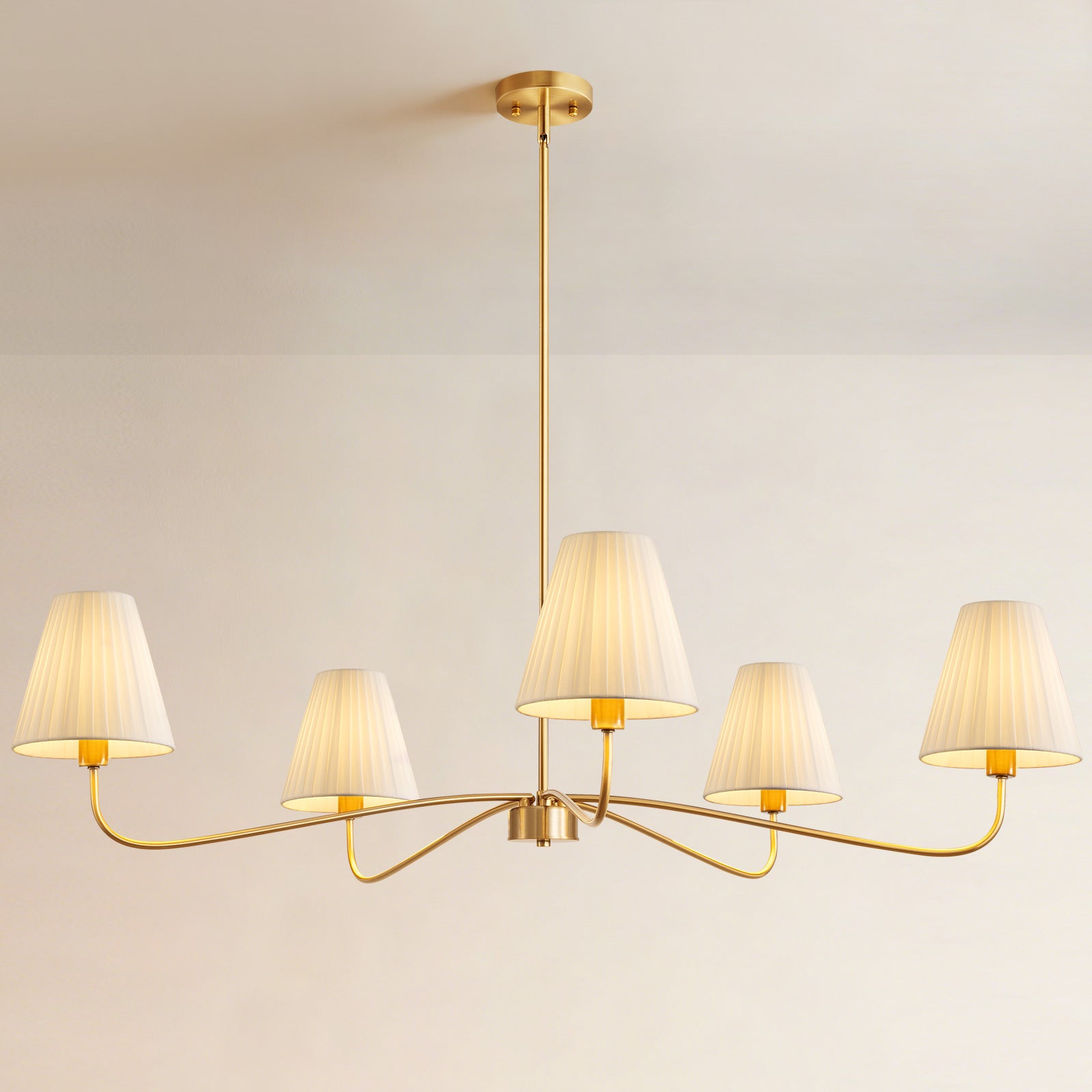 5-Light Chandelier with Folded Fabric Shades (47")