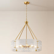 8-Light Clear Ribbed Glass Round Chandelier (30")