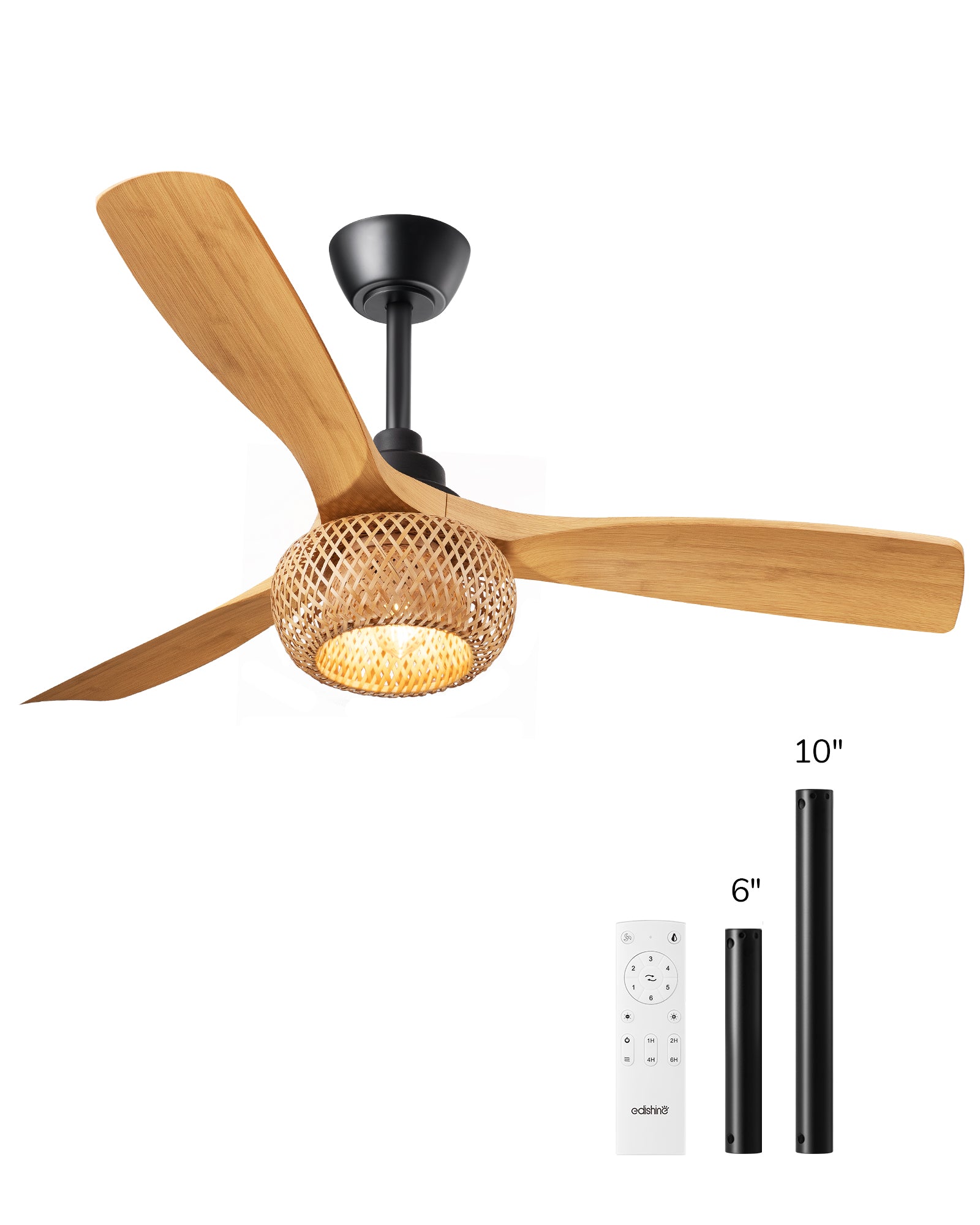 EDISHINE 52“ Boho Ceiling Fans with Lights-HCFF01A