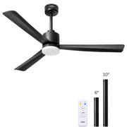 EDISHINE 52" Modern Black Ceiling Fans with Lights-HCFM03A