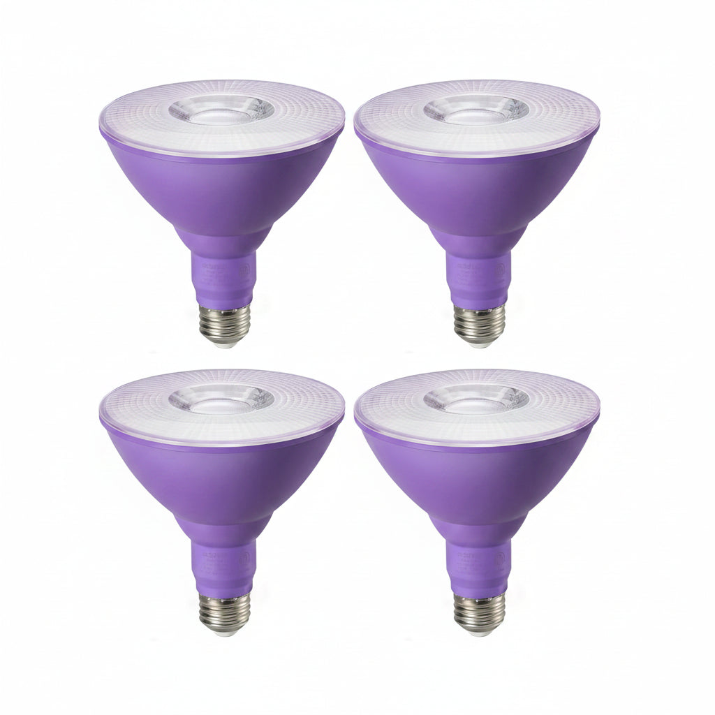 EDISHINE 4 Pack LED Par38 Outdoor Flood Purple Light Bulbs, 18W (120W Equivalent), Dimmable, E26 Base Purple LED Lights, Party Decortion - HDCP38F