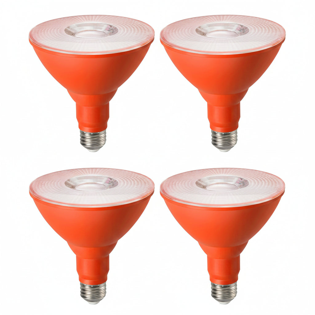 EDISHINE 4 Pack Halloween PAR38 Orange LED Flood Light Bulbs Outdoor, Dimmable, Orange LED Light Bulb, 18W(120W Equivalent), Flood Lights Bulb for Halloween Decorations, E26 Base, ETL Listed - HDCP38G
