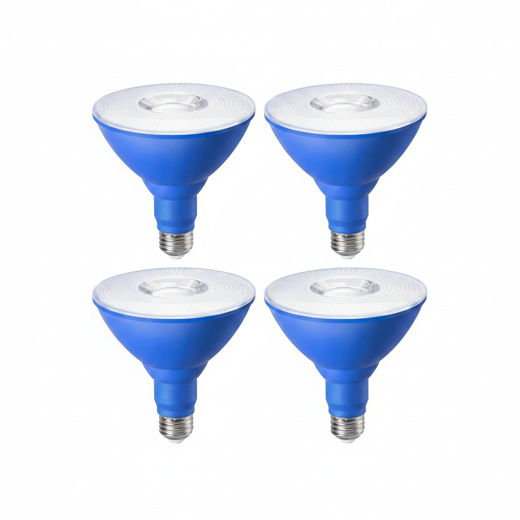 EDISHINE 4 Pack PAR38 Blue LED Flood Light Bulbs Outdoor, Dimmable Blue LED Light Bulb, 18W(120W Equivalent), Light Bulb for Halloween Decorations, Christmas Decor, E26 Base, ETL Listed - HDCP38K